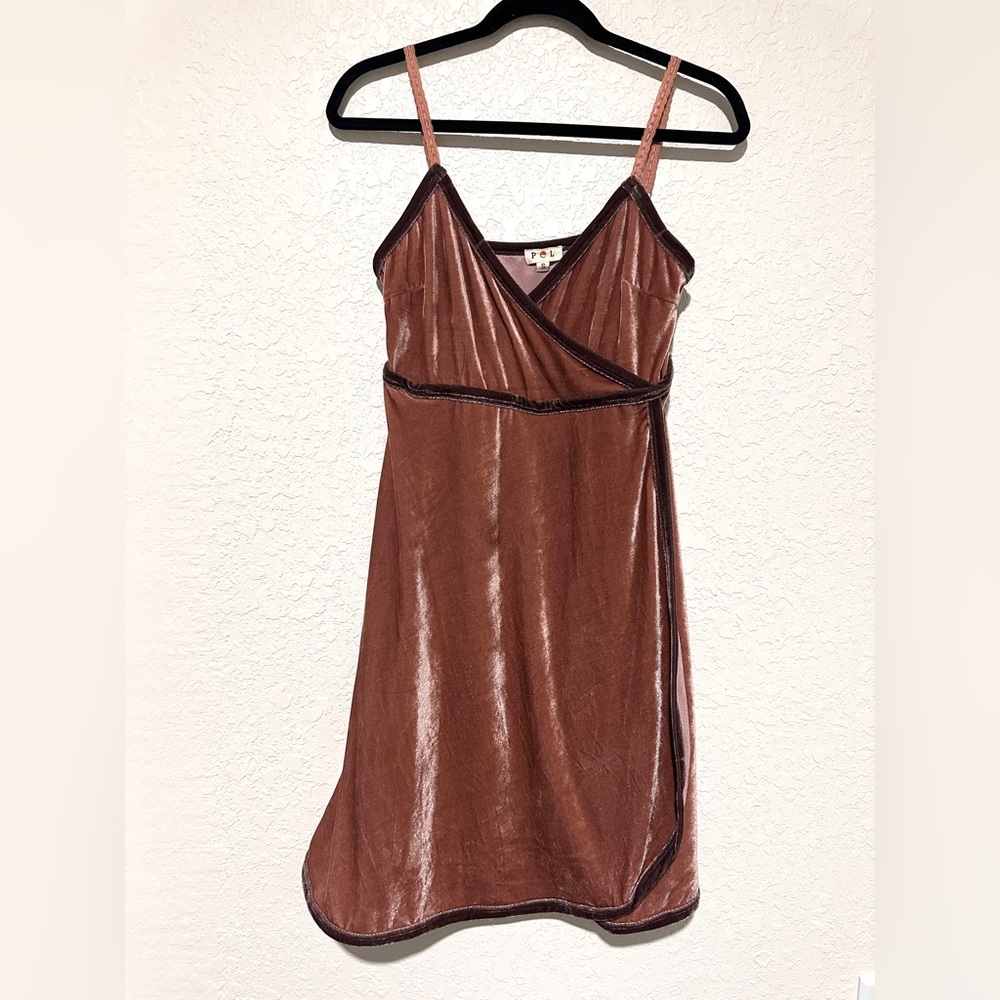 POL Brown Velvet Mini Dress Size Small NWOT Spaghetti Straps